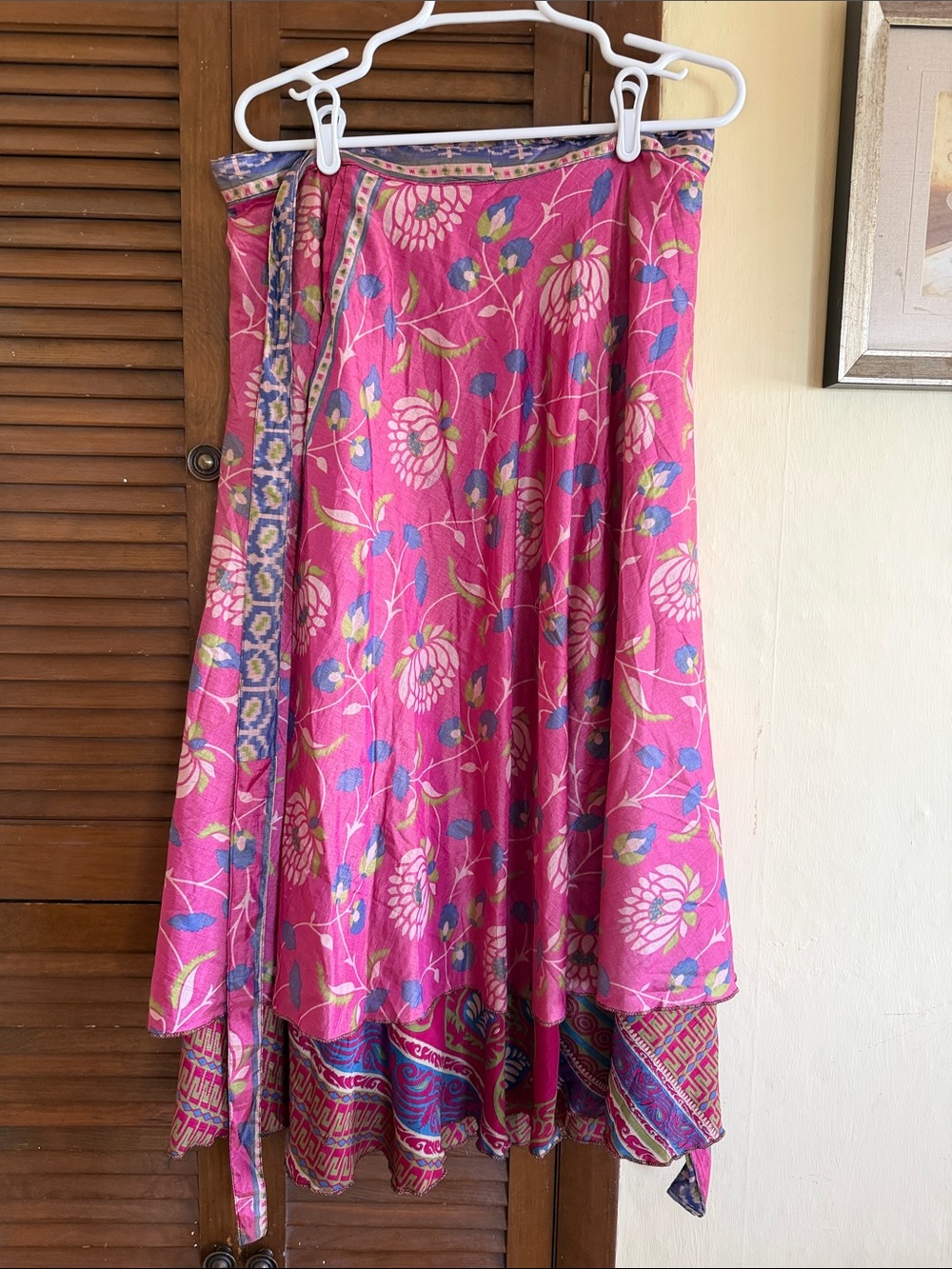 Pink Floral Asymmetrical Wrap Skirt